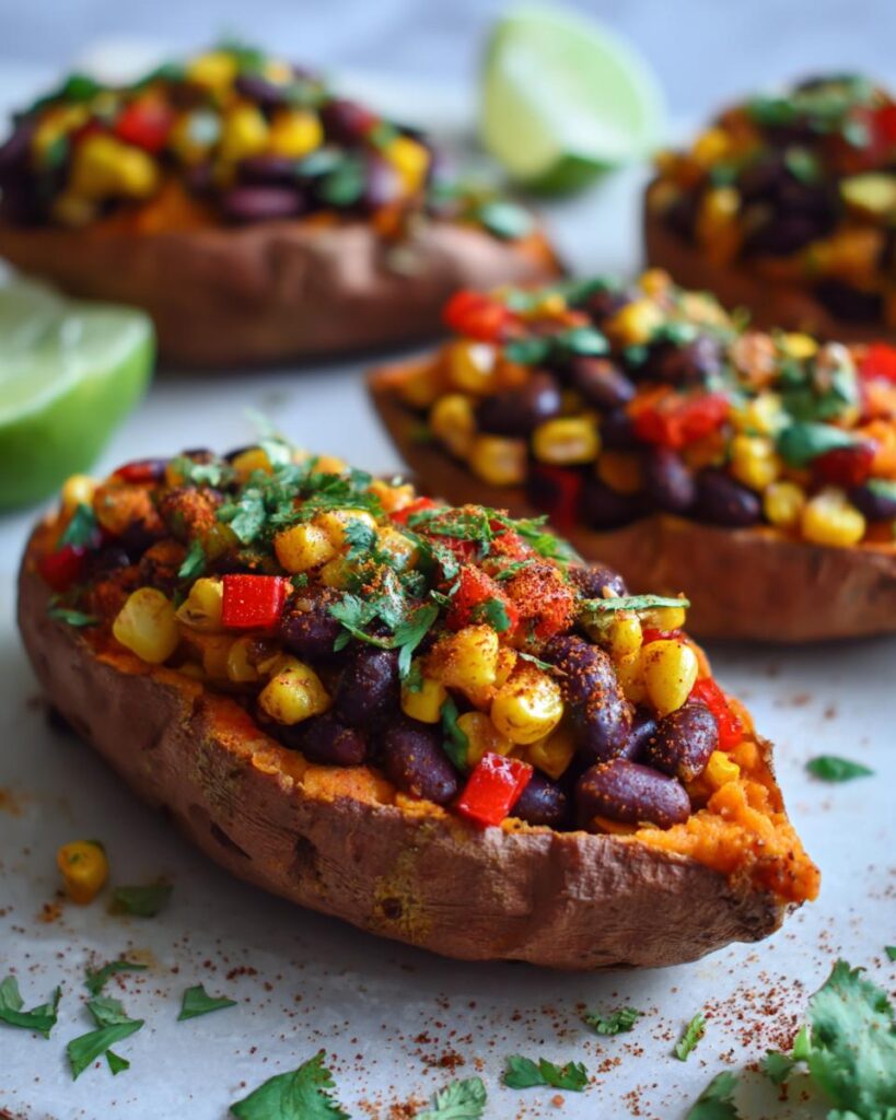 Stuffed Sweet Plantains with Black Beans and Corn
