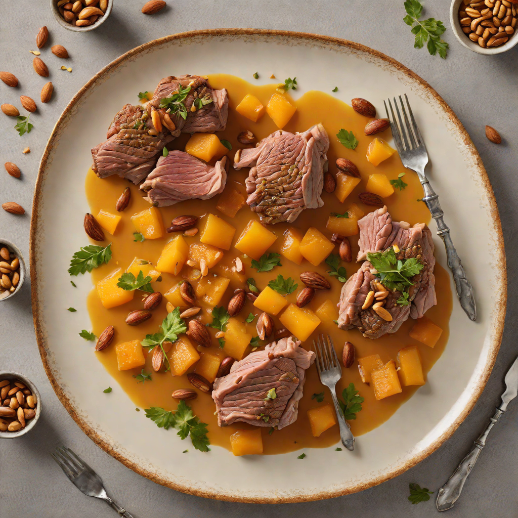 Saffron-Infused Lamb with Apricots and Almonds