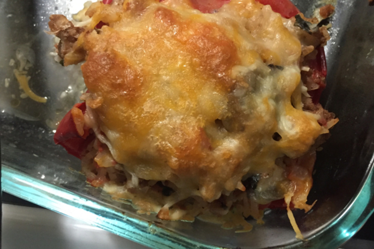 Baked Plantain and Black Bean Stuffed Peppers