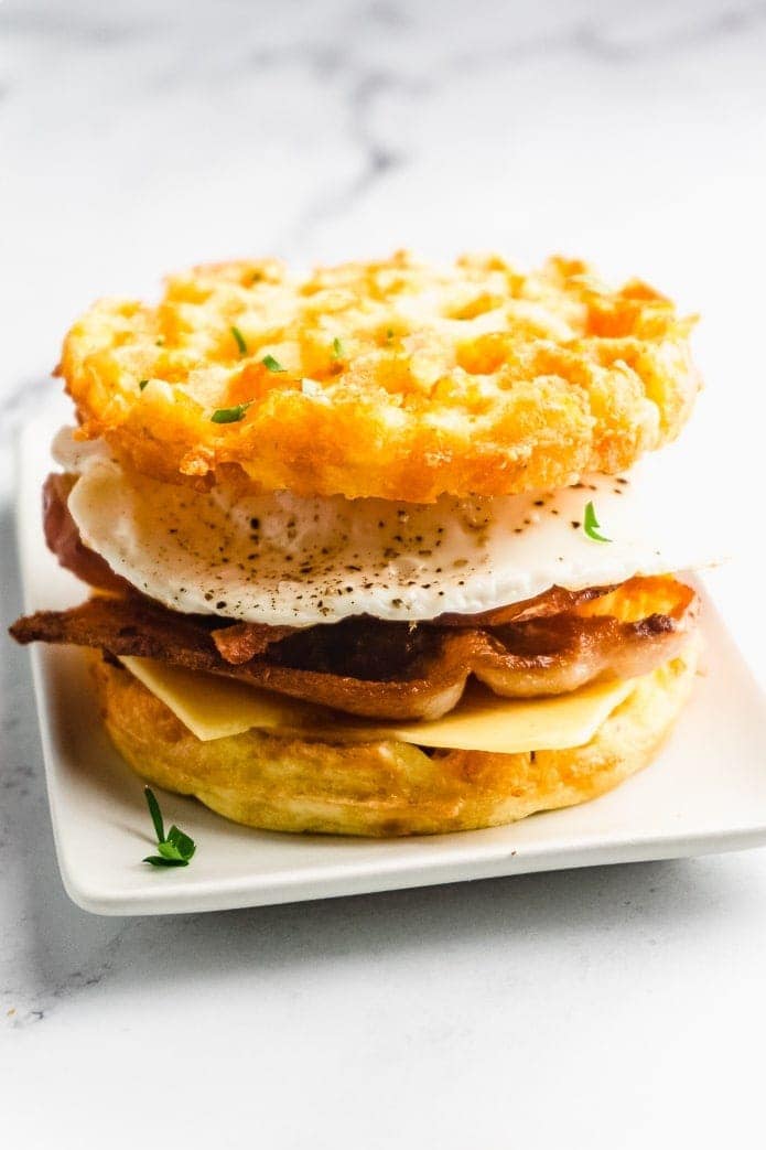 Cheesy Chaffle Breakfast Sandwich