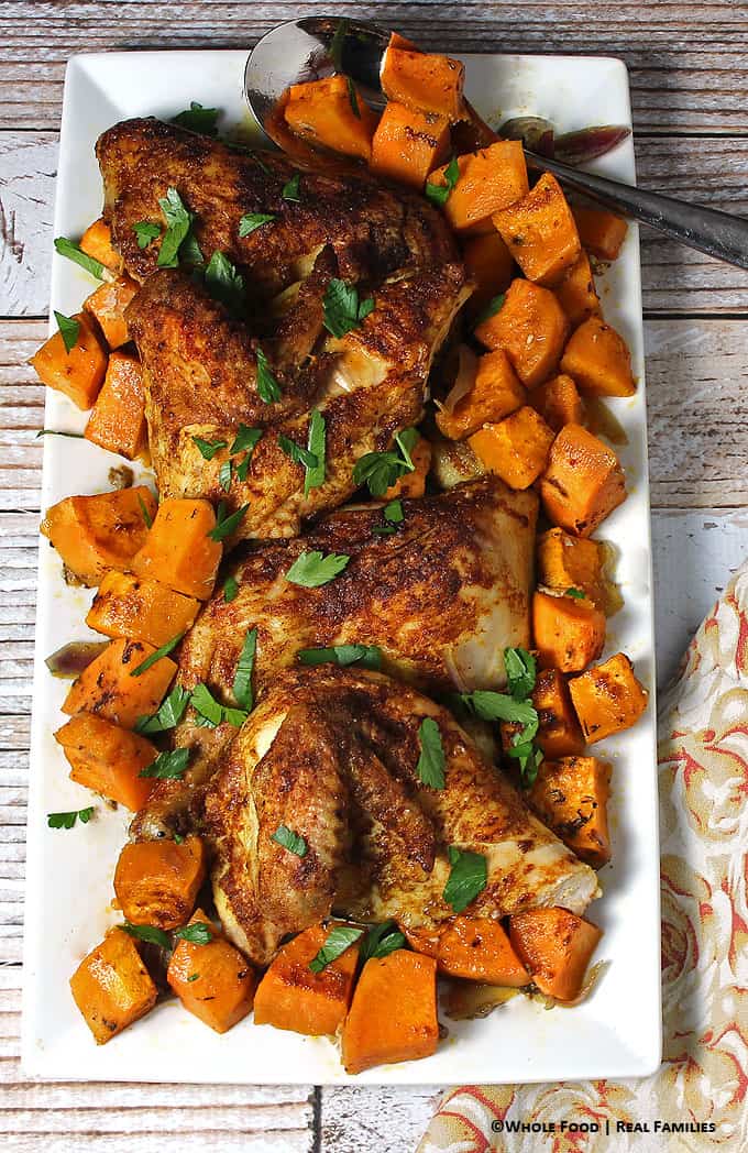 Cumin-Spiced Chicken with Roasted Sweet Potatoes