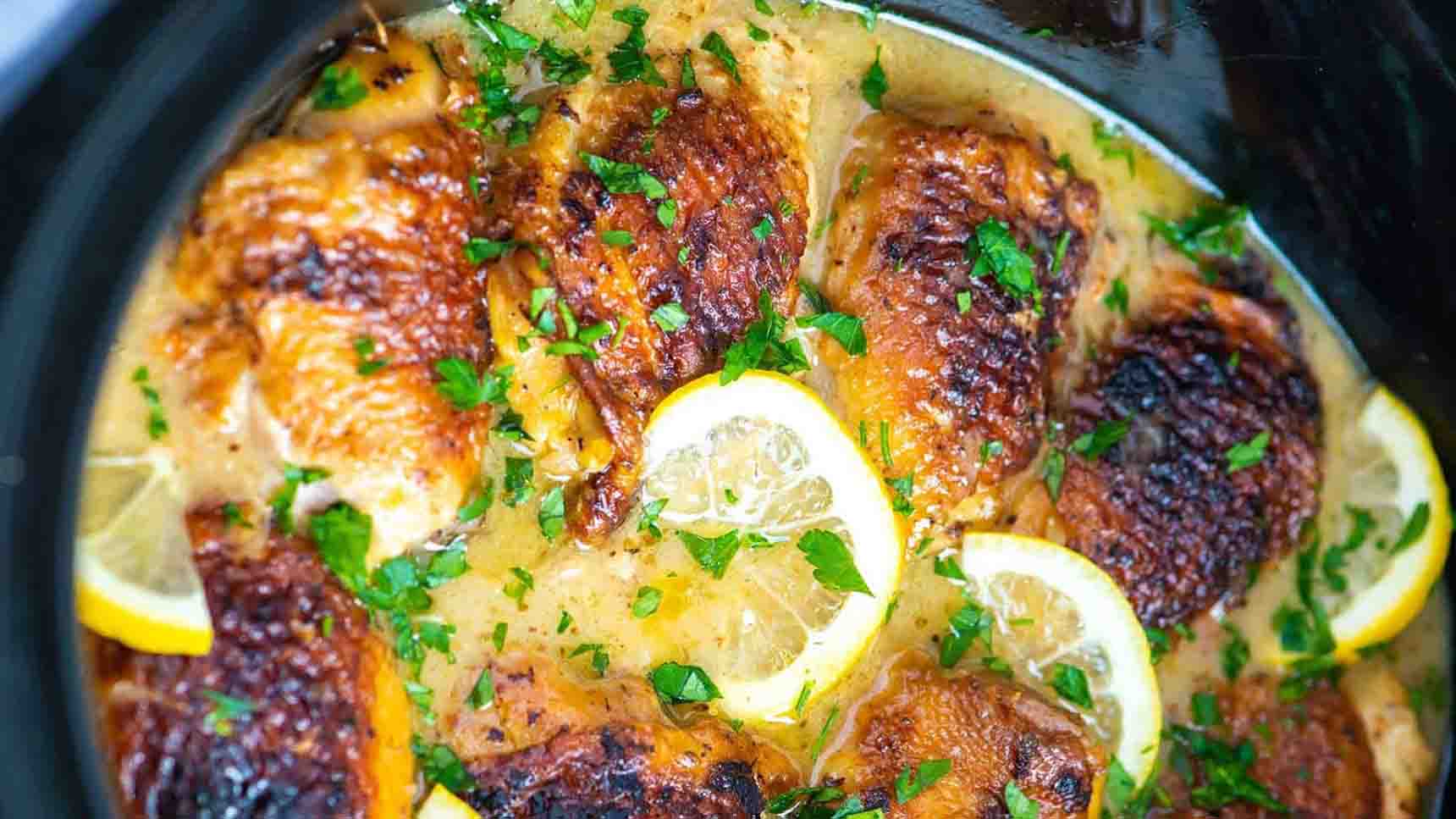 Slow-Cooked Chicken Thighs with Lemon and Rosemary