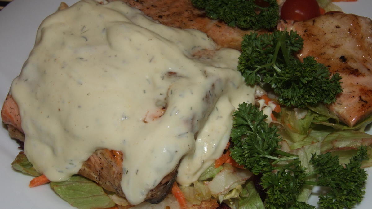 Hidden Herb Grilled Salmon with Dill Sauce