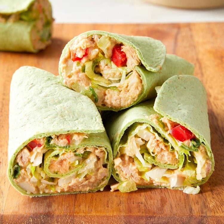 Tuna and Avocado Wraps with Cucumber Slices