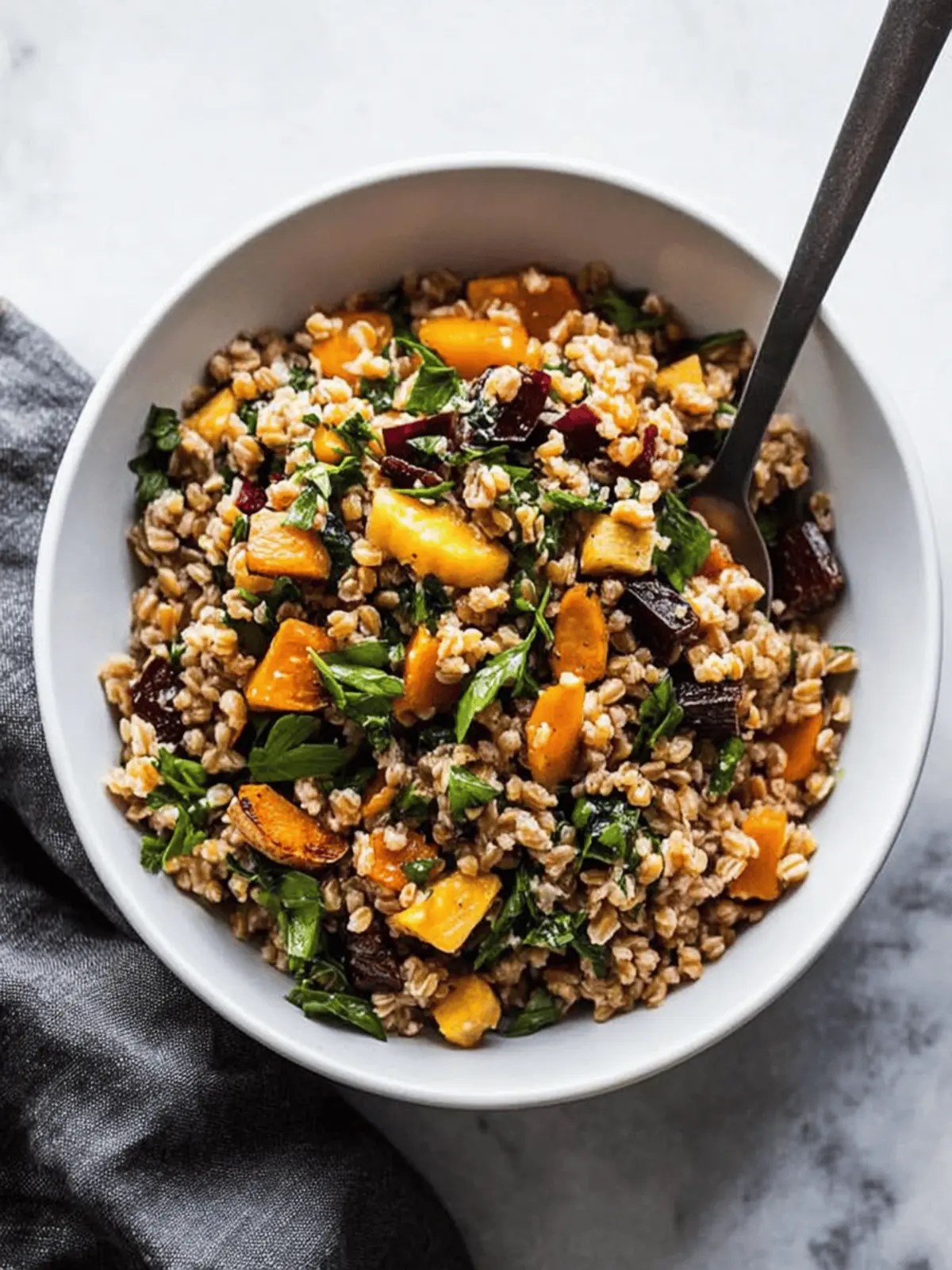 Dill-Infused Farro Salad with Roasted Root Vegetables