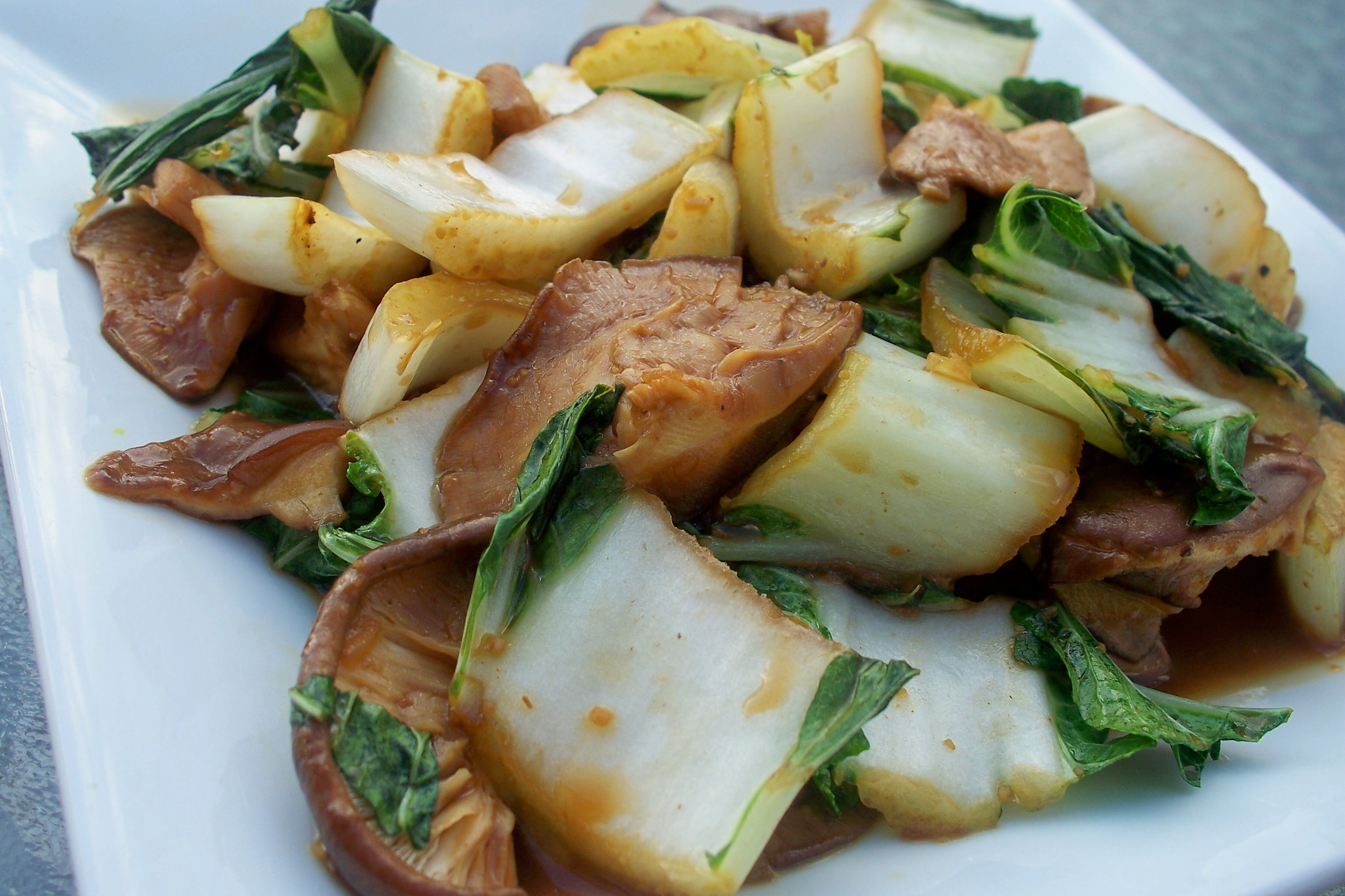 Stir-Fried Bok Choy with Ginger and Shiitake Mushrooms