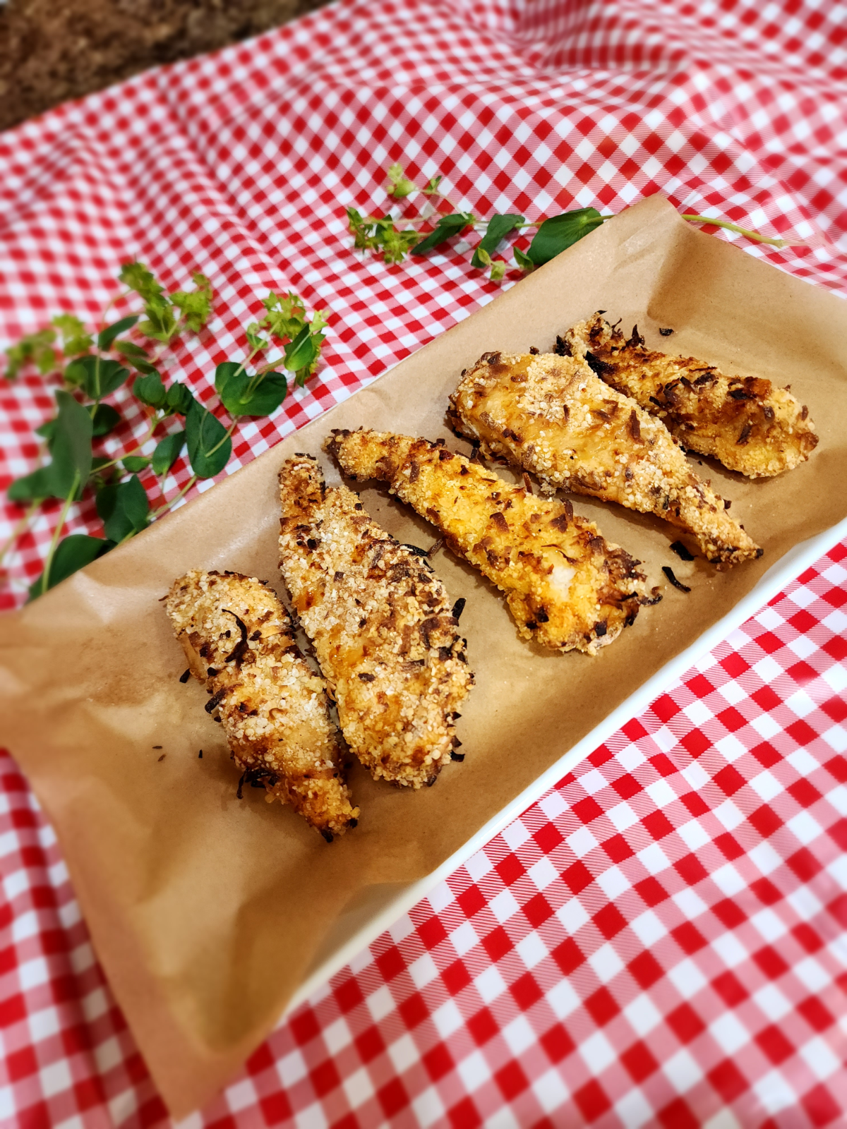 Coconut Flour Chicken Tenders with Green Beans