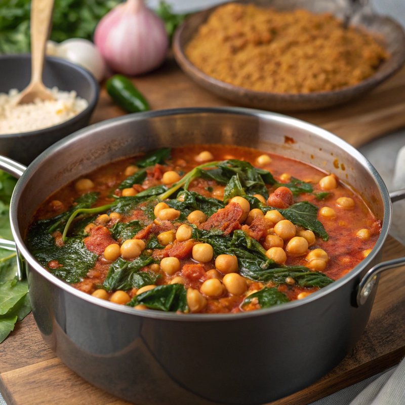 Smoky Tomato and Chickpea Stew with Spinach