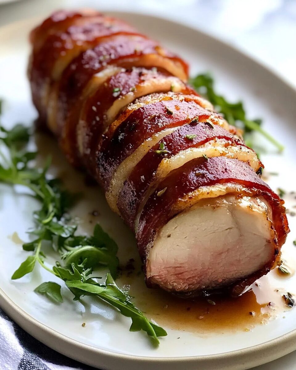 Bacon-Wrapped Pork Tenderloin with Garlic Butter