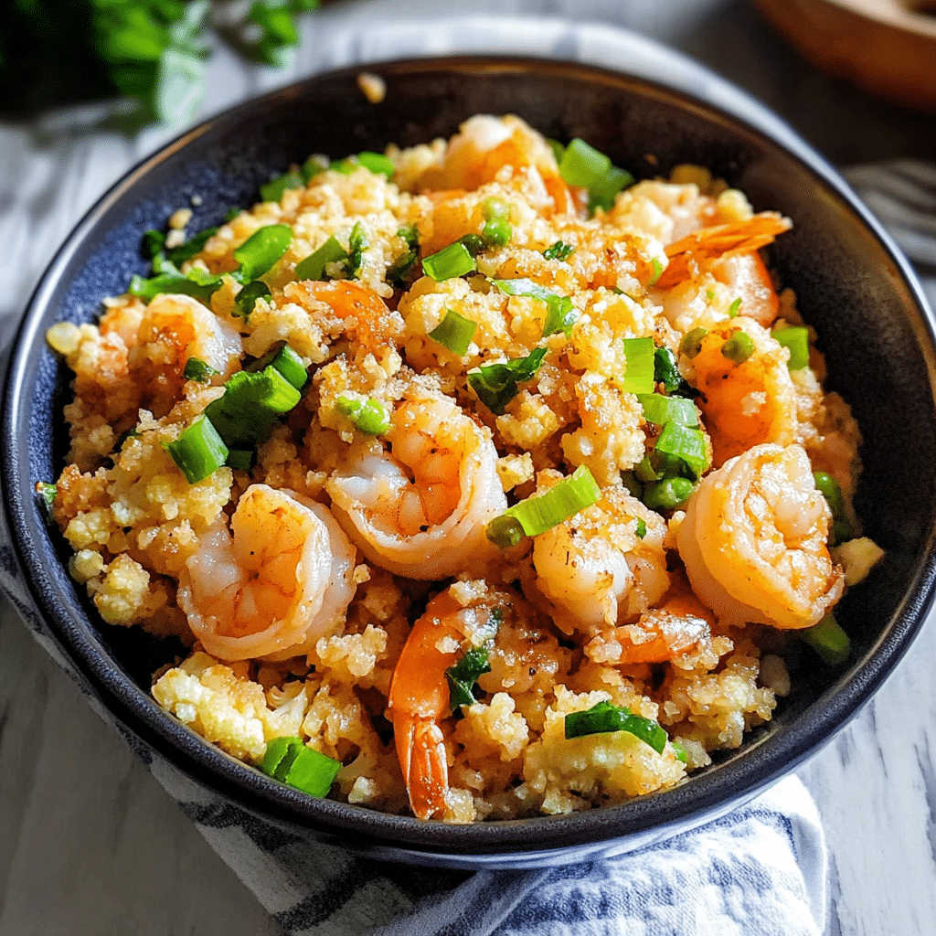 Cauliflower 'Rice' Stir-Fry with Shrimp and Ginger