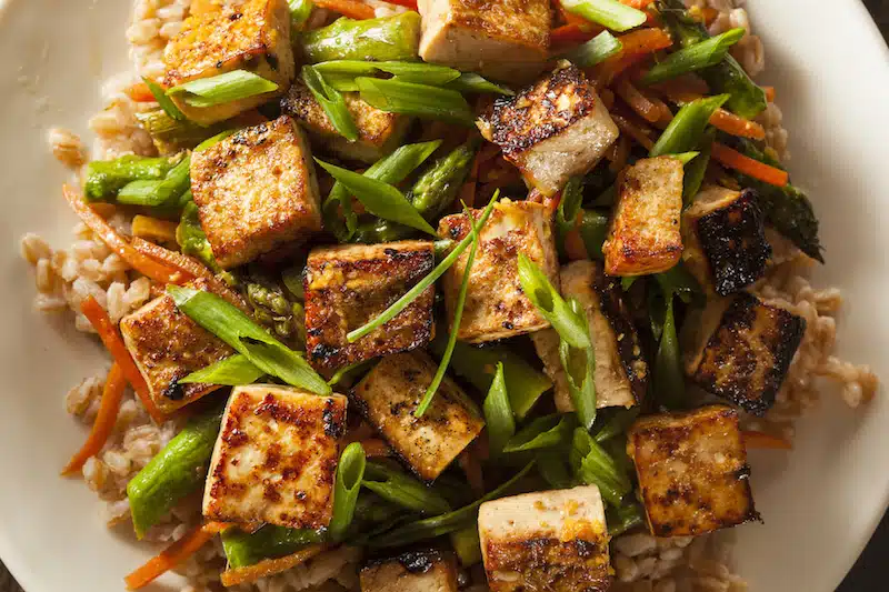 Miso-Glazed Tofu with Roasted Asparagus