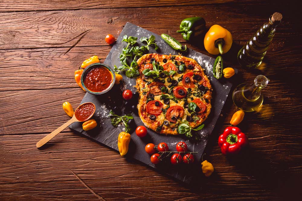 Cauliflower Crust Veggie Pizza with Mozzarella