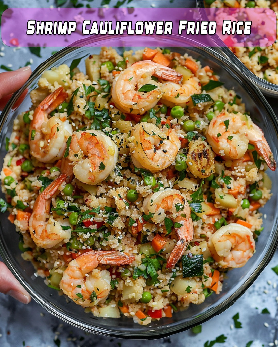 Cauliflower 'Rice' Stir-Fry with Shrimp and Bell Peppers