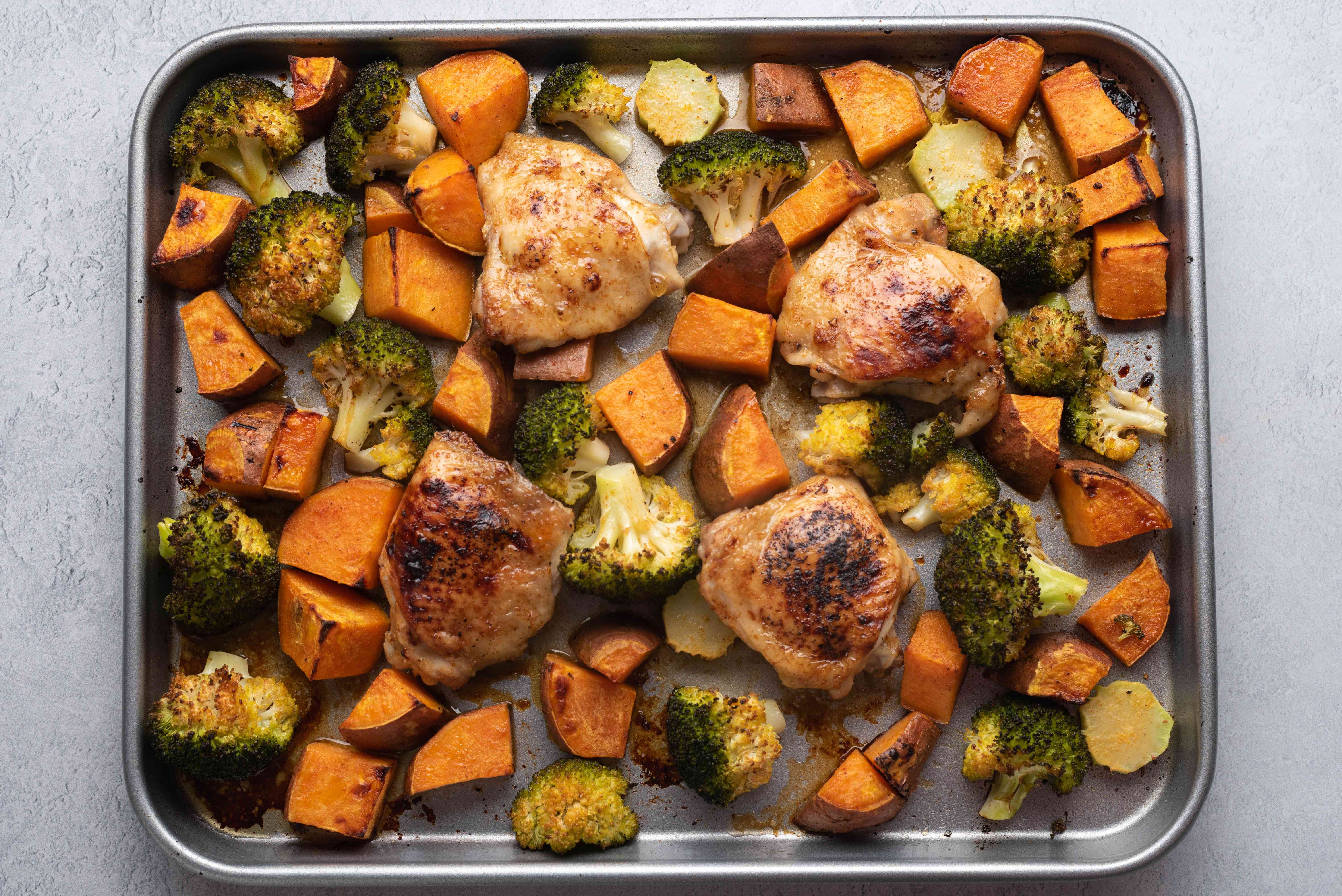 Sheet Pan Lemon-Ginger Chicken with Sweet Potato and Carrots