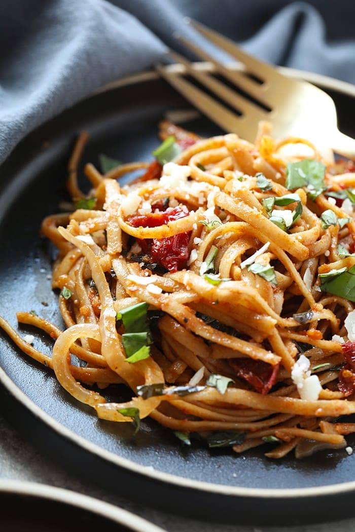 Sun-Dried Tomato Basil Pasta with White Beans
