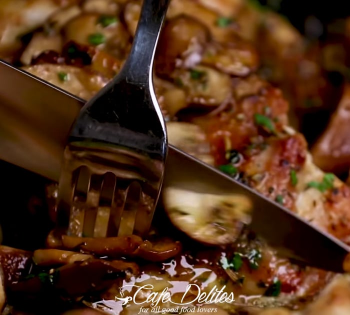Pan-Seared Chicken Thighs with Garlic Mushrooms and Thyme