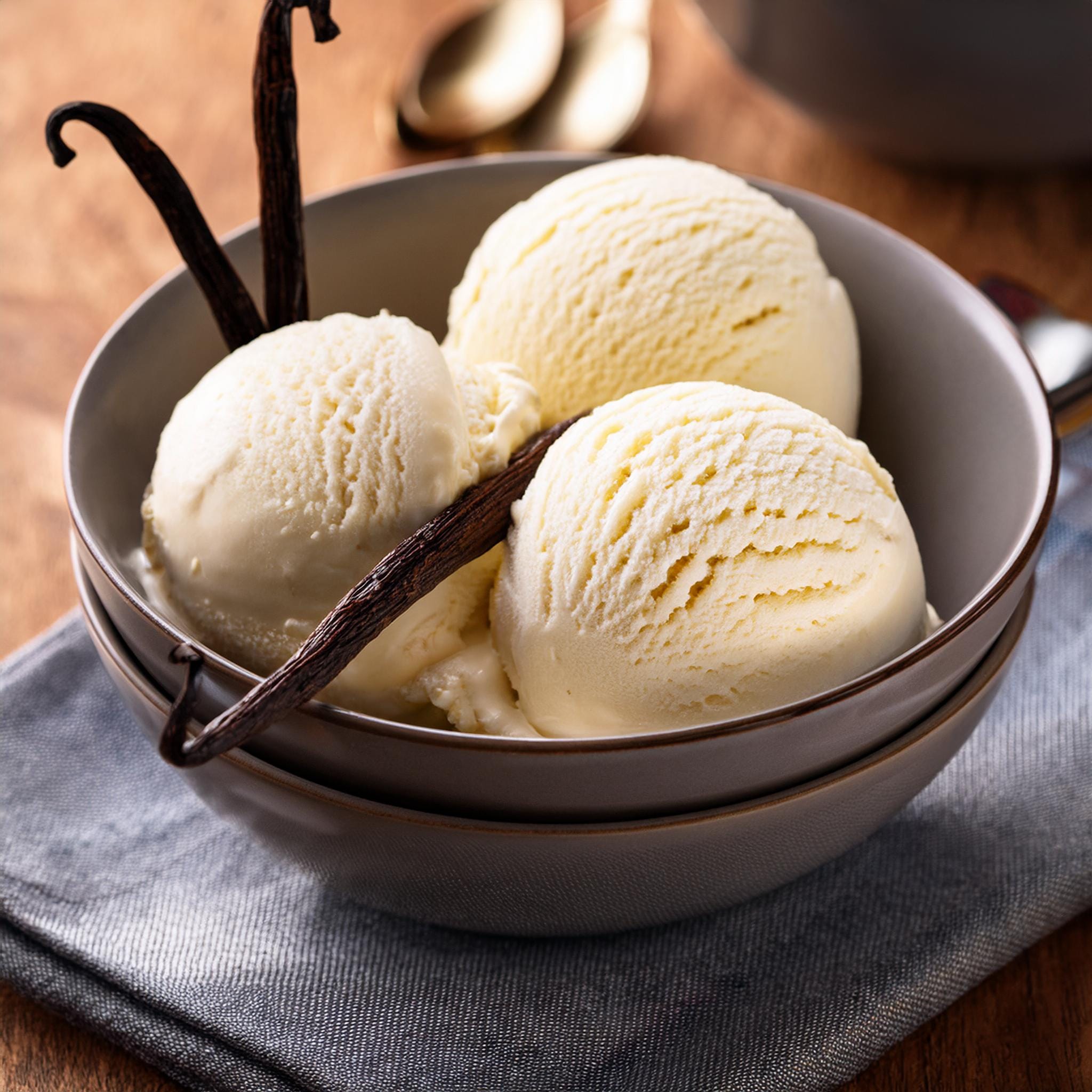 Churned Vanilla Bean Ice Cream with Fresh Mint