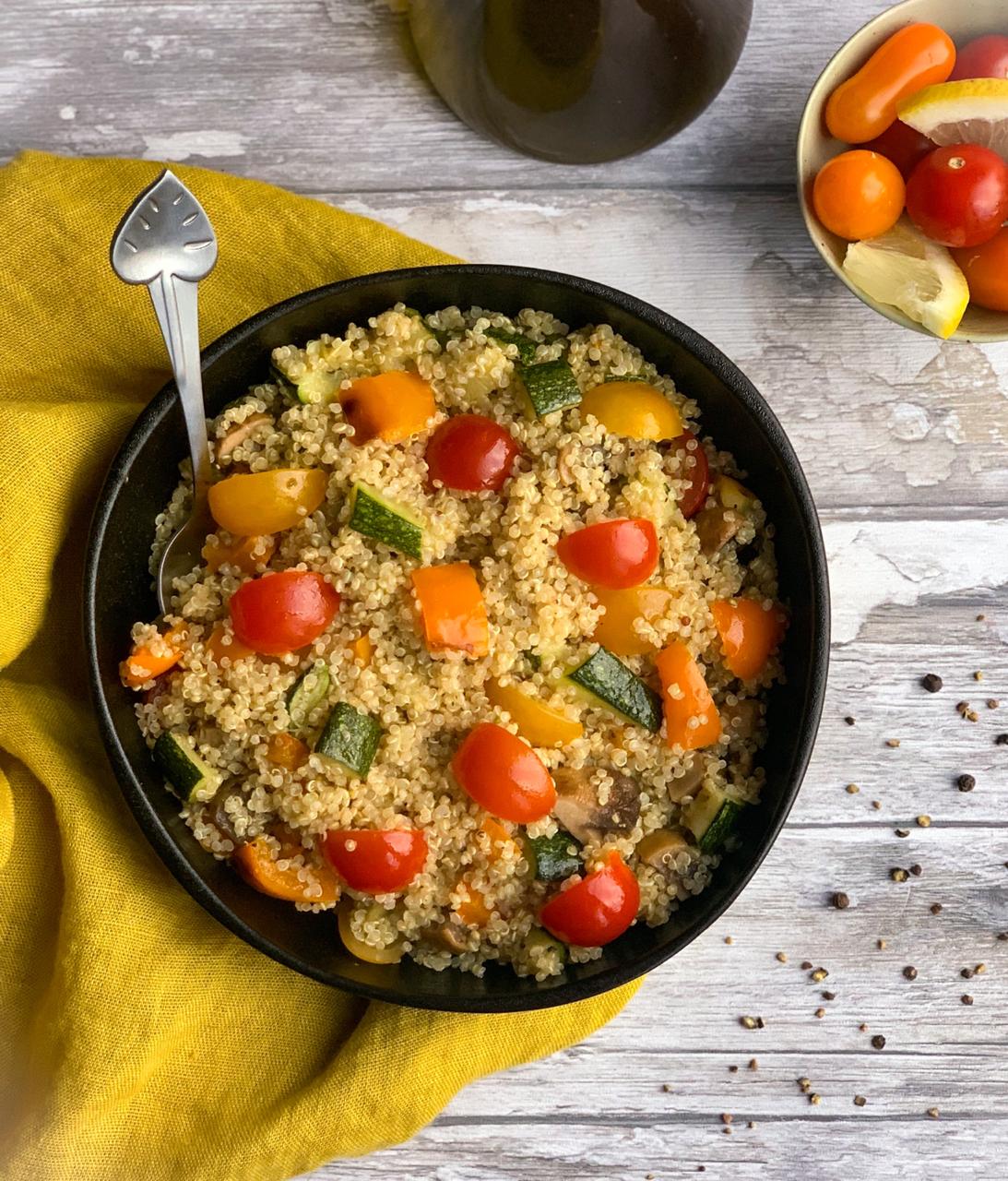 Motion-Activated Quinoa Salad with Roasted Veggies