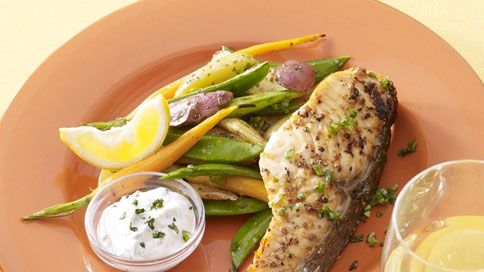 Soy-Glazed Salmon with Snap Peas and Carrots