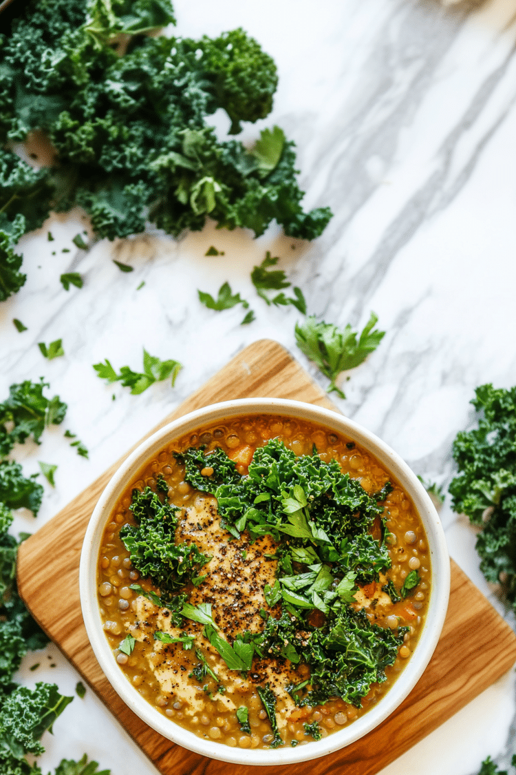 Crisp-Topped Lentil and Vegetable Soup