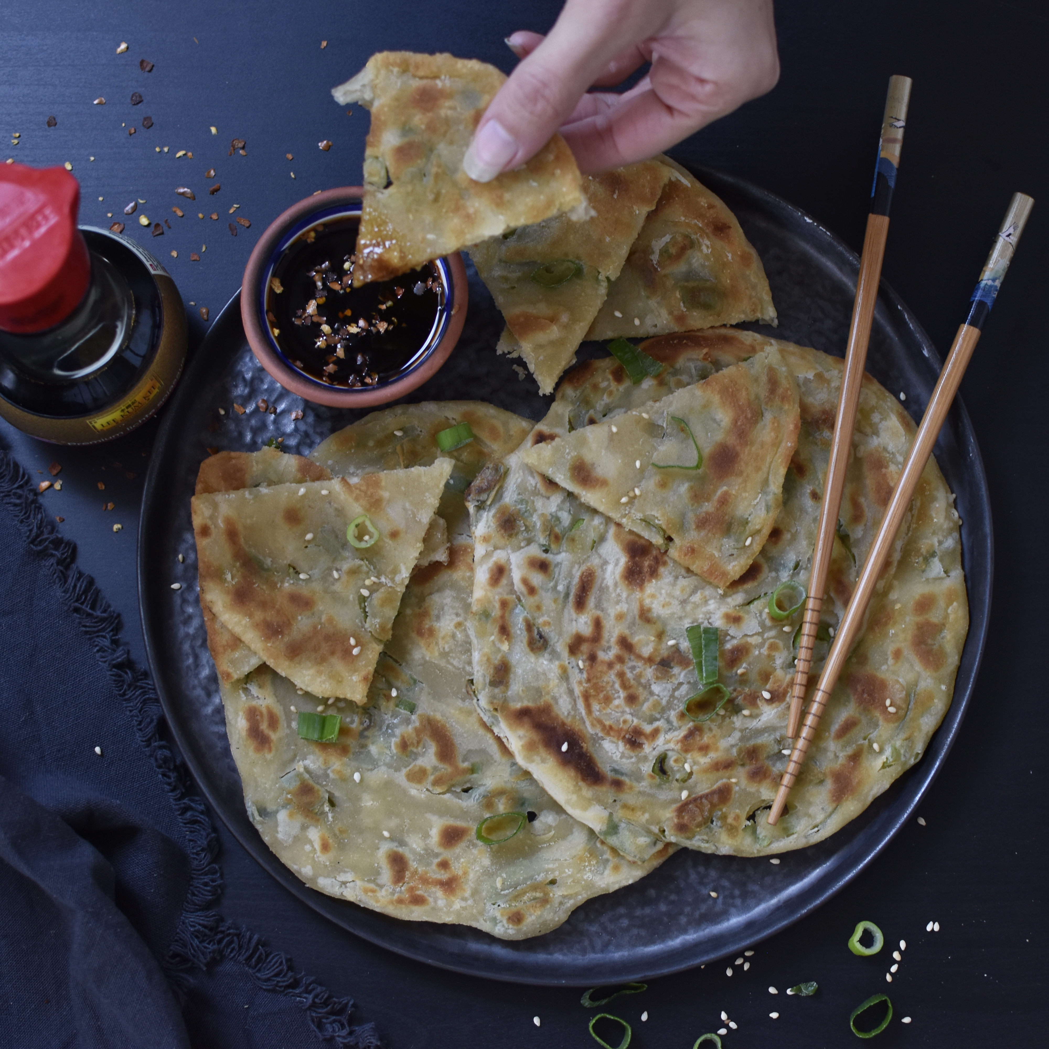 Shanghainese Scallion Pancakes with Sesame Seeds