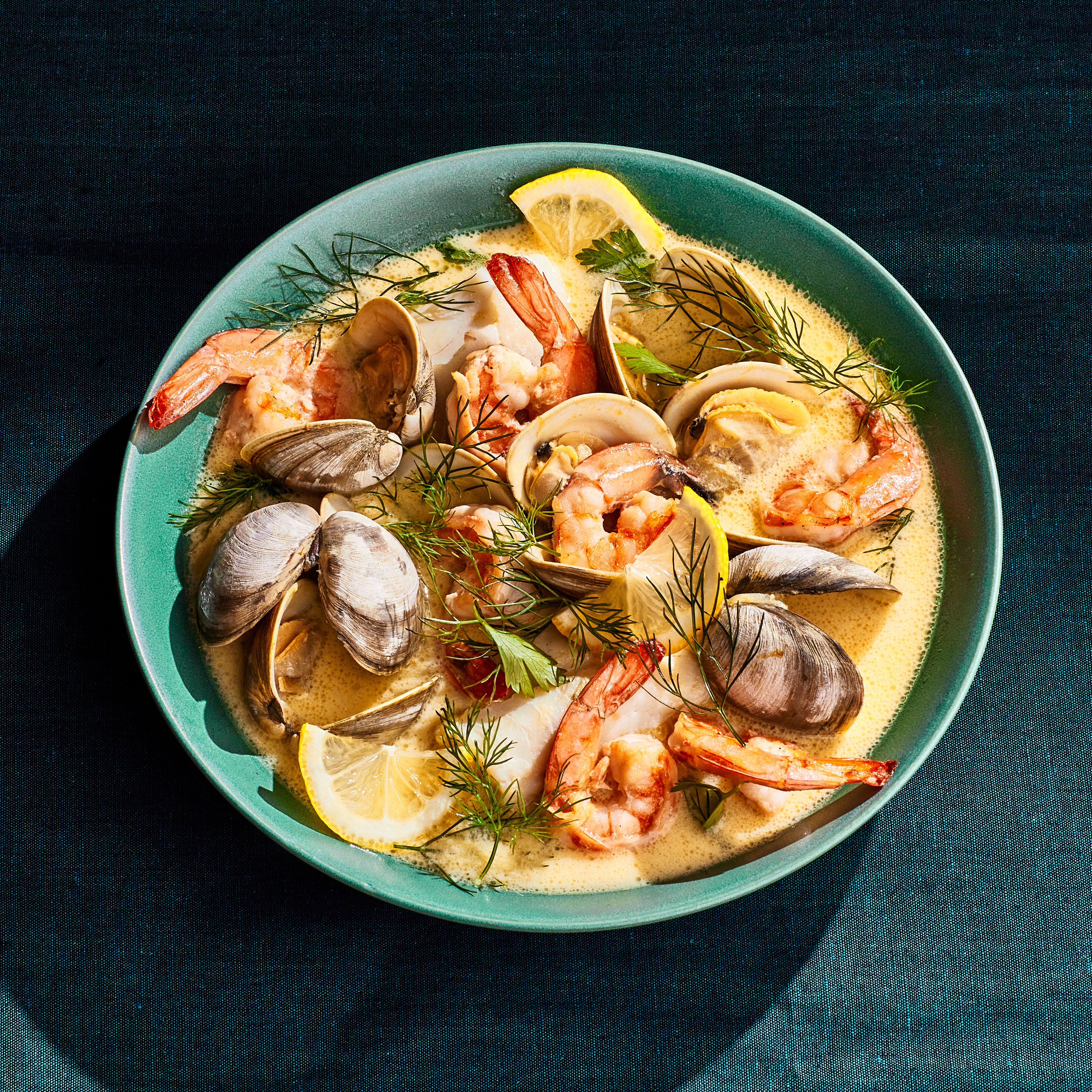 Durres-Style Seafood Stew with Tomatoes and Olives