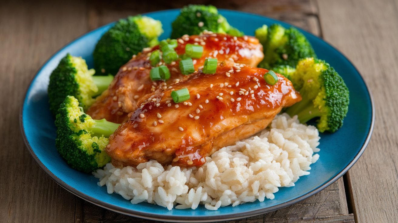 Baked Teriyaki Chicken with Broccoli and Jasmine Rice