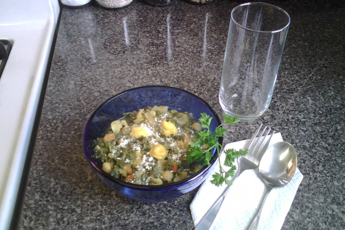 Slow-Simmered Three-Bean and Pasta Soup with Kale