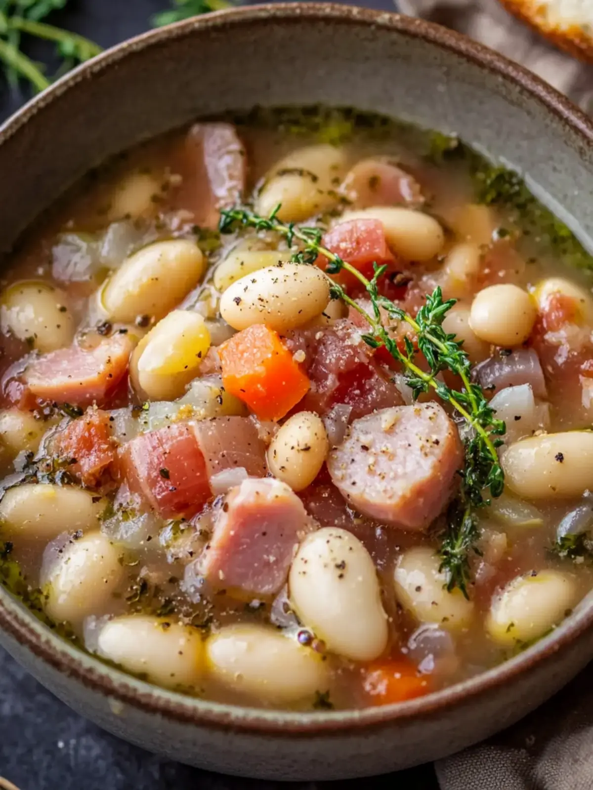 Slow-Cooked White Bean Stew with Smoked Ham