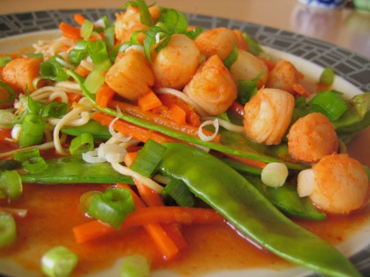 Miso-Glazed Scallops with Sesame Noodles
