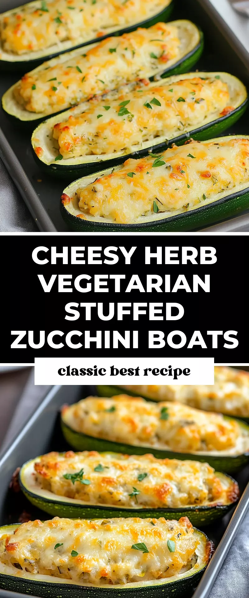 Cheesy Zucchini Boats with Herb Crust