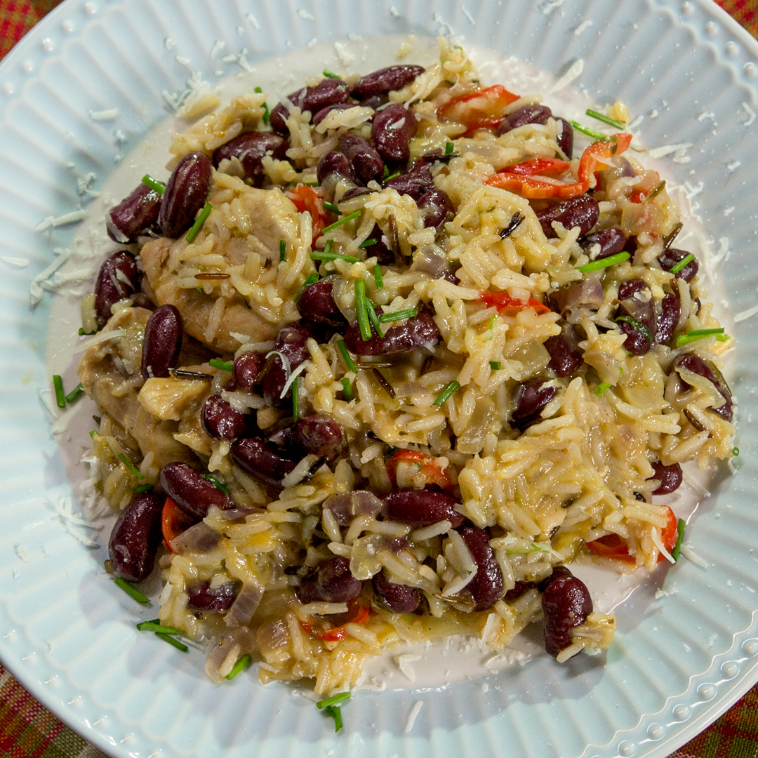 One-Pan Chicken, Rice, and Plantains with Red Beans