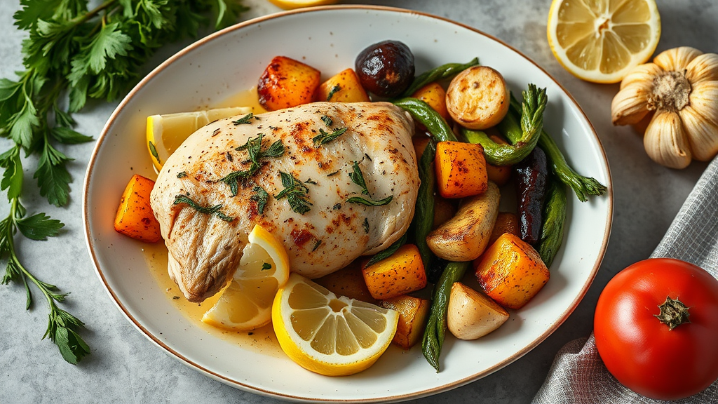 Herb-Infused Lemon Chicken with Roasted Root Vegetables