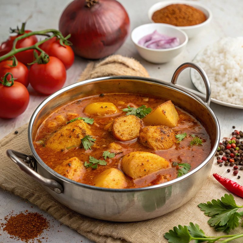 Aloo Dum with Fenugreek and Tomato