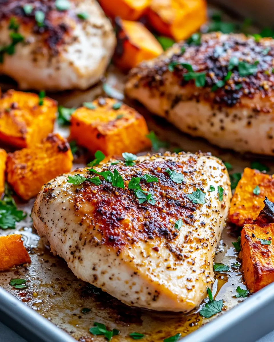 Sheet Pan Maple-Dijon Chicken with Sweet Potatoes