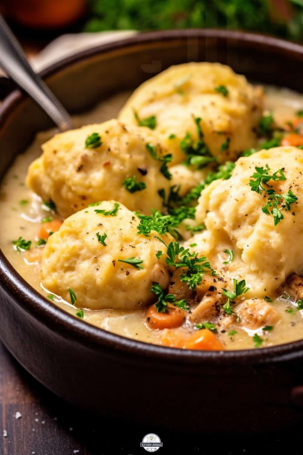 Homemade Chicken and Dumplings with Herb Broth