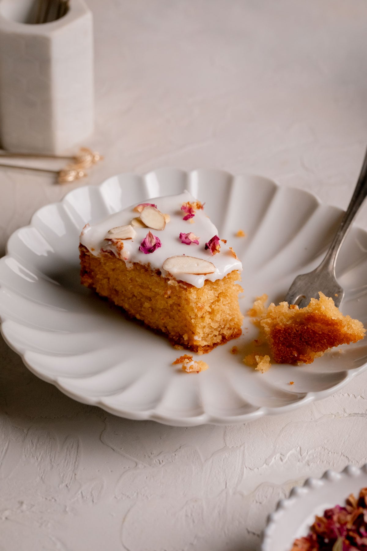 Rosewater-Infused Honey Cake with Fresh Petals