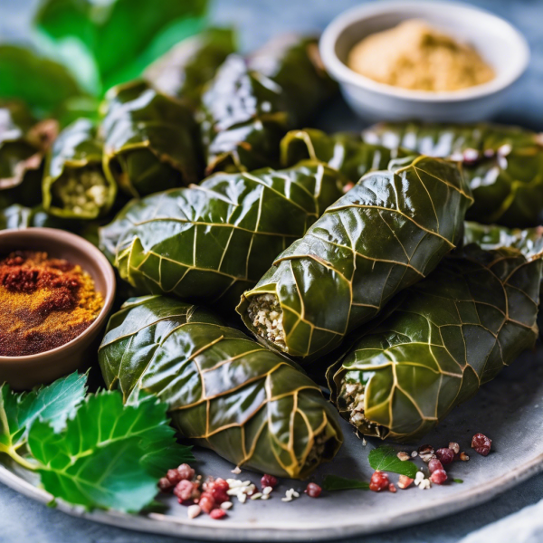 Middle Eastern Stuffed Grape Leaves with Spiced Rice
