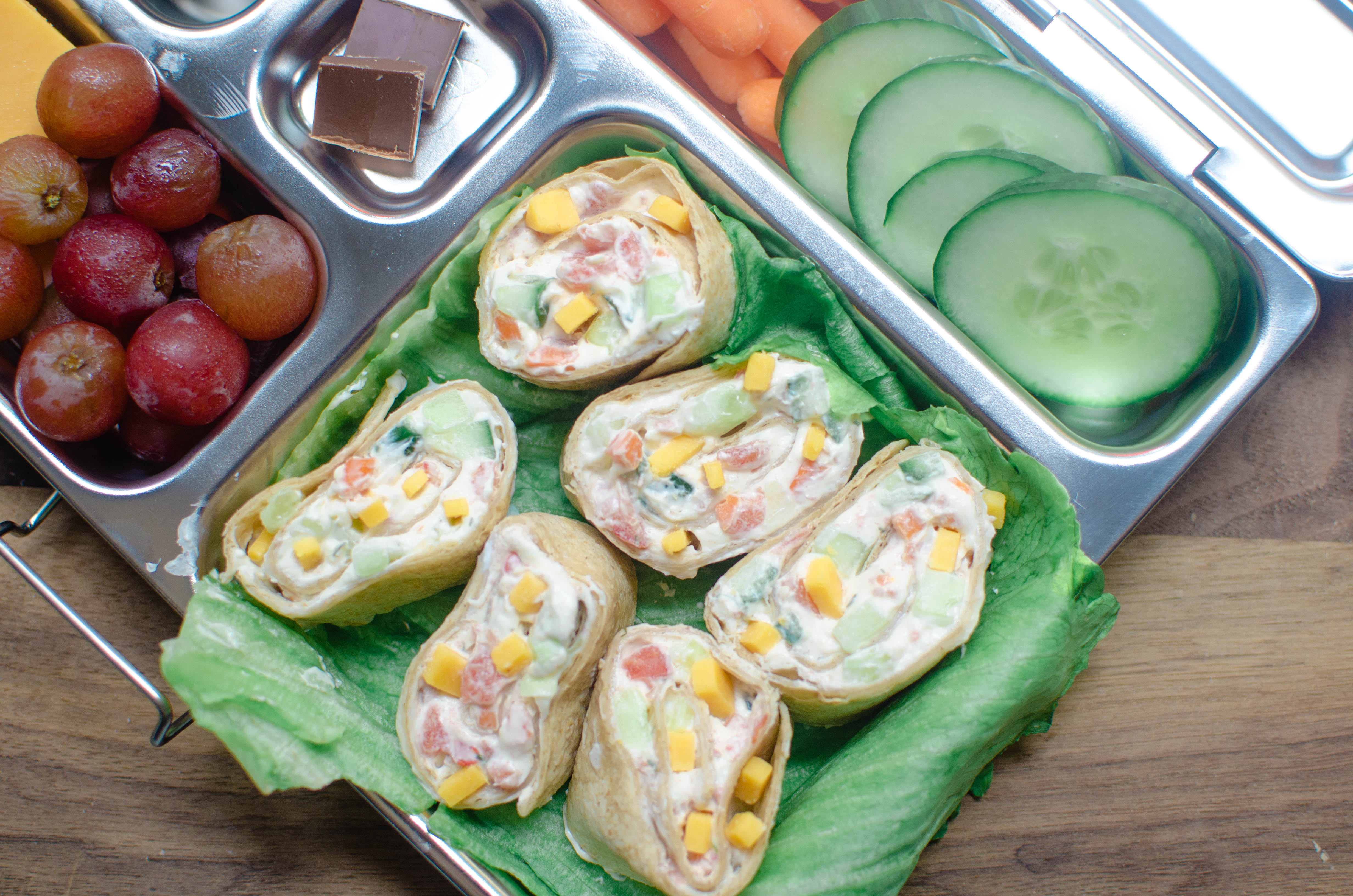 Veggie Pinwheels with Dill Yogurt Dip