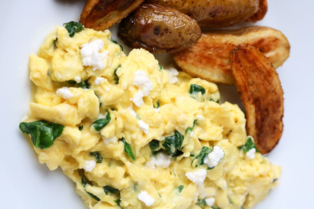 Sautéed Spinach and Feta Scrambled Eggs