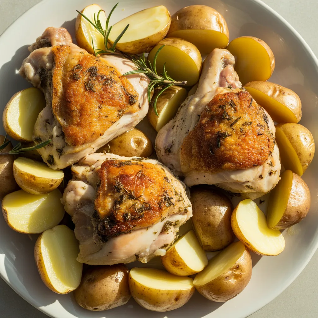 Dill-Baked Chicken Thighs with Roasted Potatoes