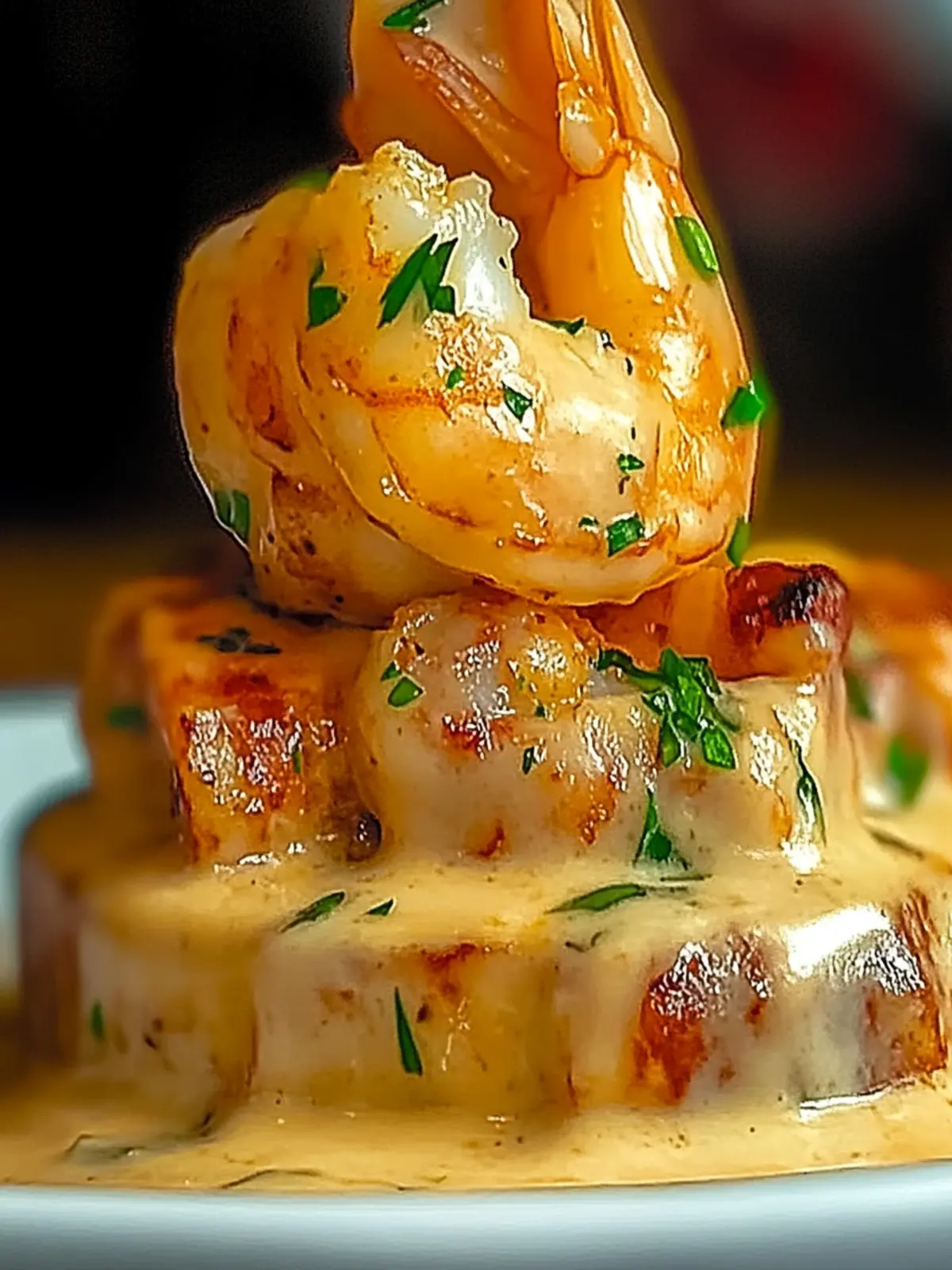 Garlic-Shrimp Mofongo with Herb Sauce