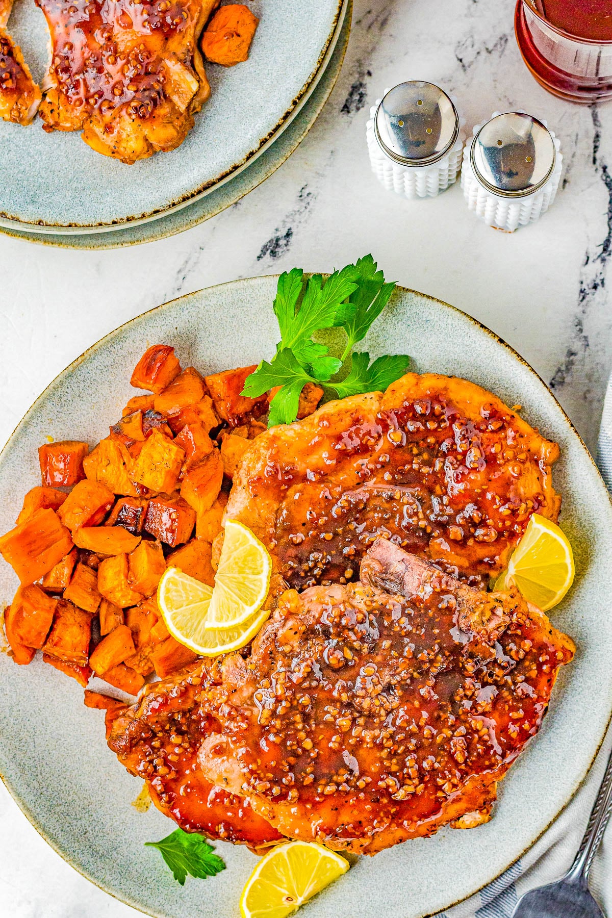 Crispy Maple-Glazed Pork Chops with Roasted Sweet Potatoes