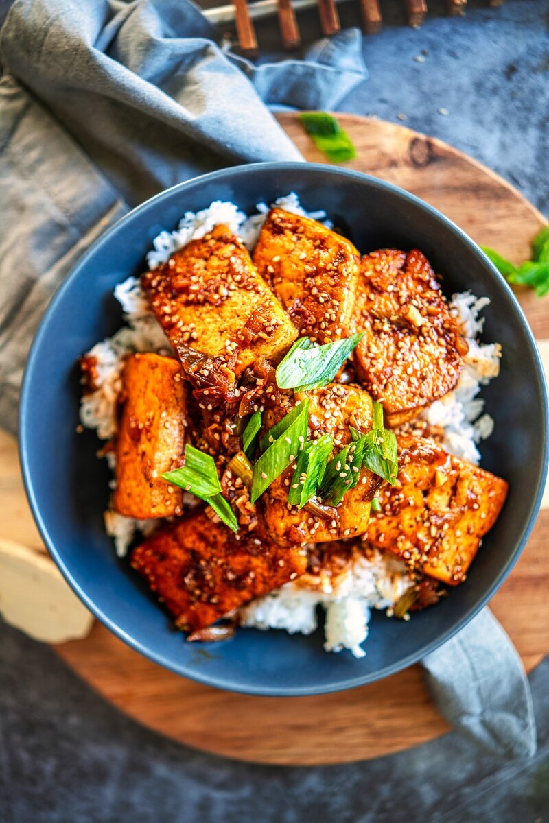 Coconut Lemongrass Braised Tofu with Sesame Scallions