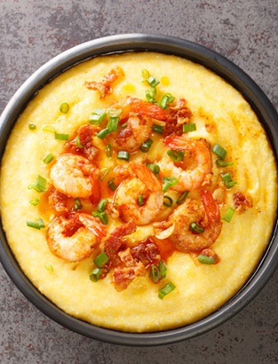 Stone-Ground Grits with Crispy Shrimp and Smoked Paprika Butter