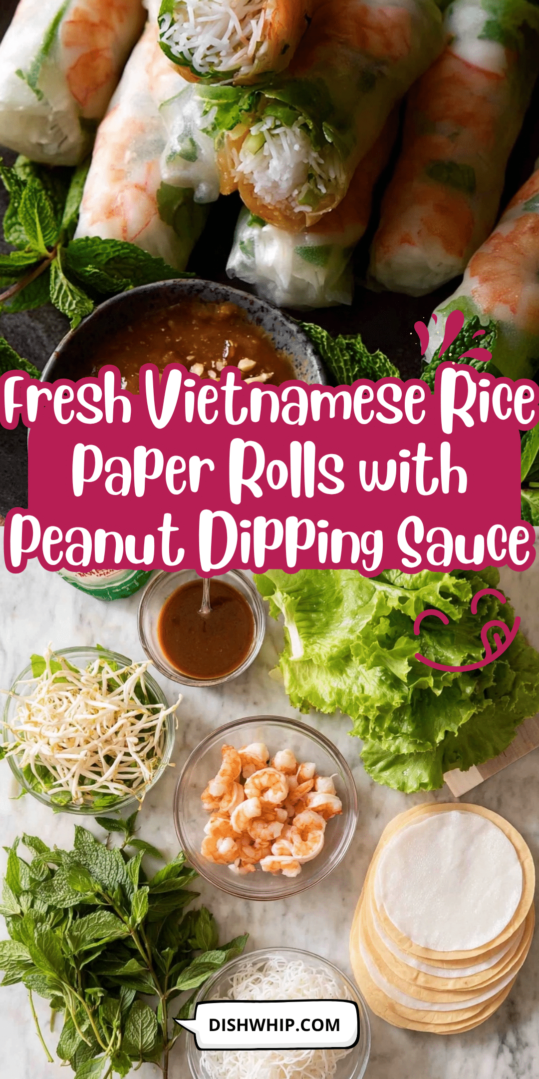 Thai Lemongrass Spring Rolls with Vietnamese Rice Paper and Peanut Dipping Sauce