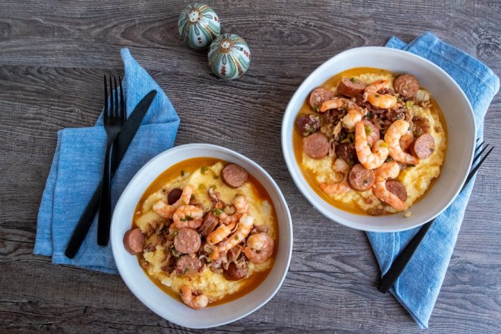 Blackened Shrimp and Andouille Sausage Grits