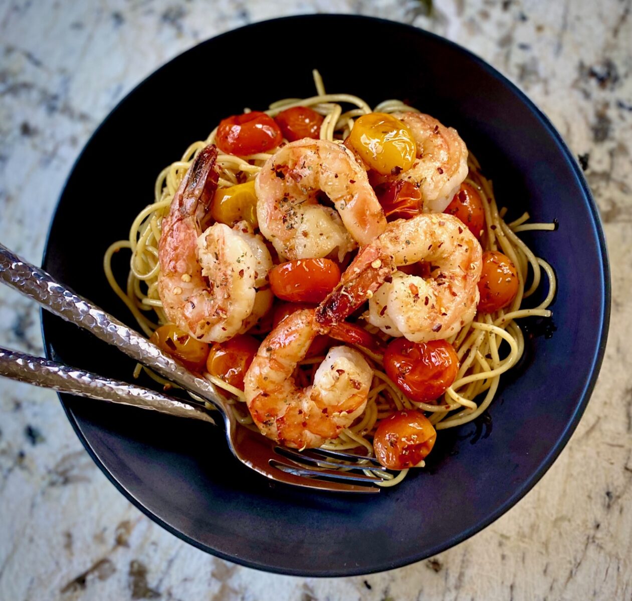 Saffron-Scented Shrimp with Tomatoes and Olives