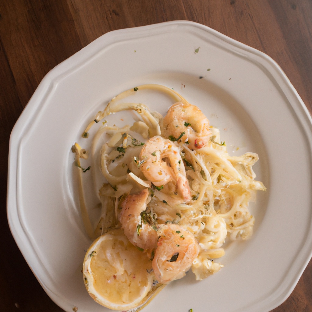 Lemon-Garlic Shrimp Linguine with Parsley