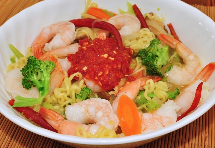 Japanese Ramen with Vietnamese Vermicelli and Shrimp Broth